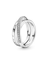 Crossover Pavé Triple Band Ring