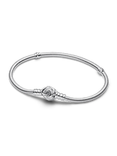 Pandora Moments Rose in Bloom Clasp Snake Chain Bracelet
