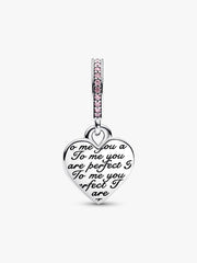 Two-tone Infinity Heart Double Dangle Charm